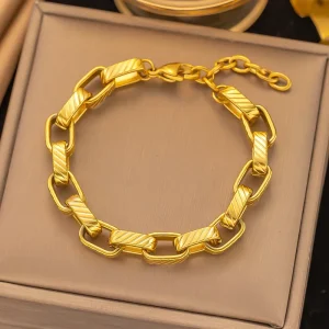 Fashion Bracelets Bangles Fashionable Golden Stainless Steel Chain Bracelet