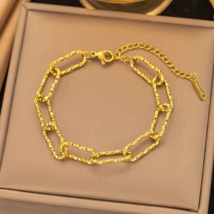 Fashion Bracelets Bangles Fashionable Golden Stainless Steel Fashionable Simple Unique Chain Bracelet