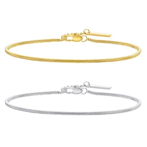 Fashion Bracelets & Bangles Jewelry Minimalist Stainless Steel Gold Plated Herringbone Snake Square Chain Bracelet for Man Woman