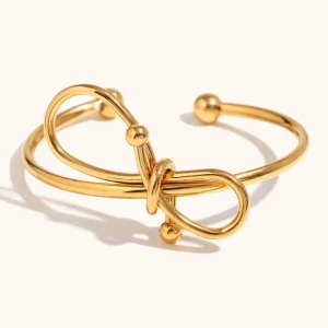 Fashion Bracelets Bangles Jewelry Women High Quality Stainless Steel Bangles Adjustable Big Bow Bracelet