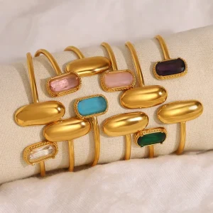 Fashion Bracelets Bangles Stainless Steel 18k Gold PVD Plated Bracelet Femme Adjustable Crystal Bracelets