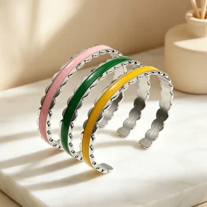 Fashion Bracelets & Bangles Stainless Steel Colorful Enamel Bangle Waterproof Jewelry