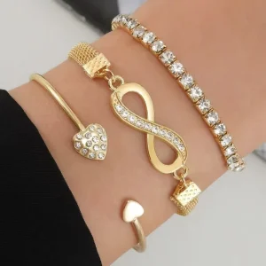 Fashion Bracelets Bangles Vintage Simple Golden Chain Bracelets Set Women Mixed Stacking Bracelets Sets