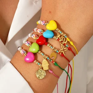 Fashion Bracelets Color Love Shape Decorate Fashion Jewelry Stainless Steel Bracelets