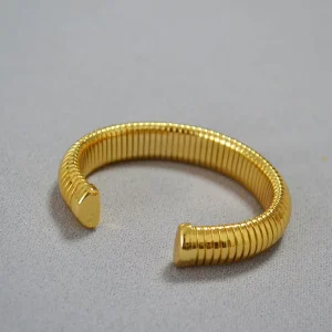 Fashion Brass Gold Plated Minimalist Vintage Adjustable Round Cuff Bracelet Factory Unisex