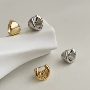 Fashion Brass Jewelry 18k Gold Plated Thick Chunky Hoop Earrings for Women