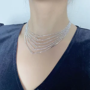 Fashion Bridal Crystal Necklaces Women Rhinestones Choker Necklace Jewelry