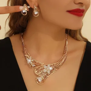 Fashion Bridal Dubai Gold Costume Jewelry Set Design Nigerian Wedding African Statement Jewelry Sets