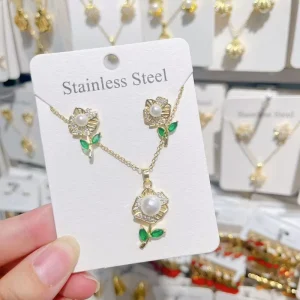 Fashion Bridal Jewelry For Women Earrings Jewellery Sets For Women Gift Earings And Neckless Set 18k Gold Plated Jewelry Set