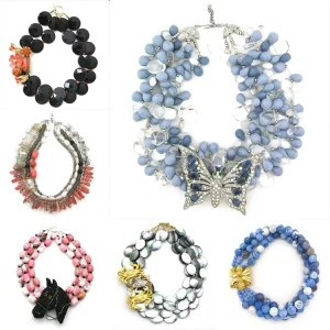 Fashion Brooch Crystal Chain Bead Necklace