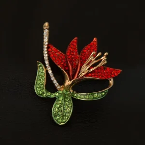 Fashion Brooches High end Gold Women’s Brooches Carnations Dripping Rhinestones Brooches Pins