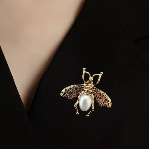 Fashion Brooches Honey Bee Pearl Alloys Vintage Insect Themed Bee Brooches for Unisex Clothing Accessories