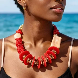 Fashion Bulk OEM ODM Chunky Resin Bead Statement Necklace Asymmetric Mixed Shape Resin Disc Bead Multicolor Necklaces Jewelry