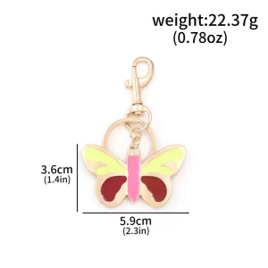 Fashion Butterfly Bag Charm Keychain Gold Plated Colorful Butterfly Keychains