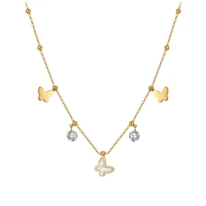 Fashion ButterflyShape Delicate Pendant Necklace Slim Chain Elegant Accessory for Young Ladies Party Jewelry Factory