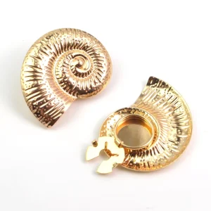 Fashion Button Covers for Women Eco-friendly Gold Metal Plating Trumpet Shell Shape Shirt Cufflink Collar Button Covers