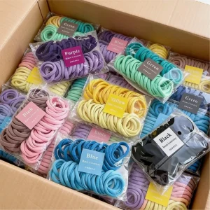Fashion Candy Color 50pcs Per Bag Elastic Band Household Outdoor Band Vacation Outfit Colorful Band Women’s Hair Ties