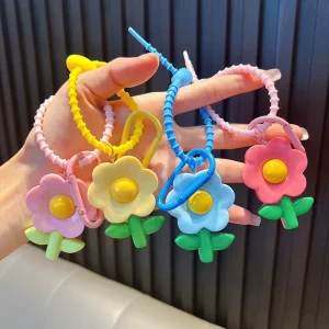 Fashion Candy Color Flower Keychain Women Girls Fresh Cute Keychains Car Key Chain Charms Bag Pendant Jewelry Accessories