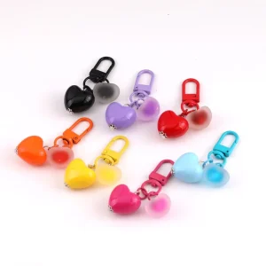 Fashion Candy Color Keychain Cute Heart and Combination Keychain Women’s Purse Accessories
