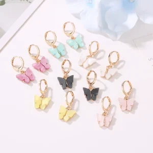 Fashion Candy Colored Butterfly Earrings Korean Version Cute Girl Earrings