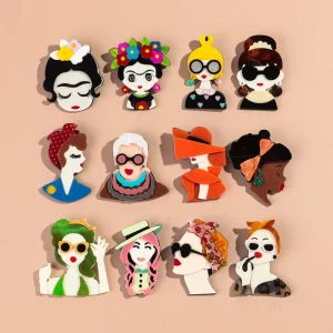 Fashion Cartoon Character Personality Multi Image Super Quality Women’s Acrylic Brooches