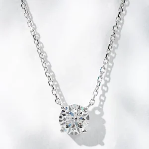 Fashion Chain Diamond Jewelry 4 Prongs 0.5CT 1.0CT Sample Design Necklace