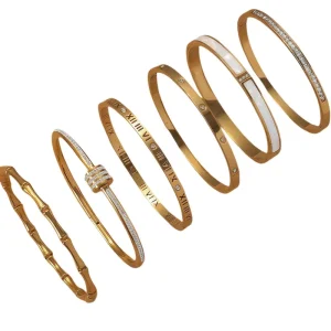 Fashion Chain Link Bracelet Hypoallergenic Stainless Steel Bangle for Women Gold Plated Fashion Bracelet