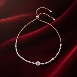 Fashion Chain Link Bracelets Blue Stone Dainty Bracelet Rhodium Plated Design Eco Friendly Ocean Inspired Jewelry Gift for Women