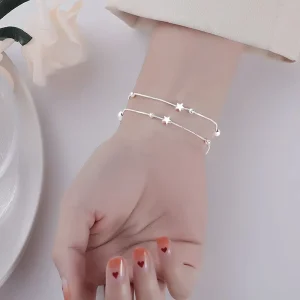 Fashion Chain Link Bracelets Lucky Beads Butterfly Five Pointed Star Charm Bracelets for Women Hand Jewelry