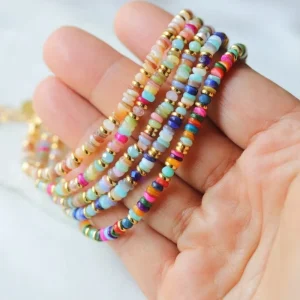 Fashion Chain Link Bracelets Luxury Natural Stone Jewelry Bohemia Colorful Gemstone Beaded Bracelets Daily Summer Jewelry Gifts