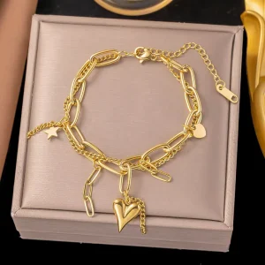 Fashion Chain & Link Bracelets Luxury Unisex Stainless Steel Polished Link and Elegant Charm Bracelet