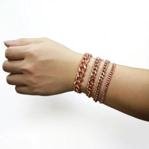 Fashion Chain & Link Bracelets Punk Hip Hop Style 99.99% Pure Copper Cuban Link Bracelet for Women Men Trendy for Anniversaries