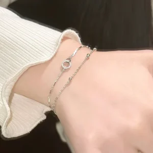 Fashion Chain Link Bracelets for Double Layer Fashion Bracelets Circle Chain Bracelet Stainless Steel Jewelry