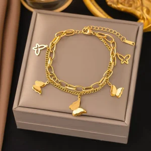 Fashion Chain & Link Bracelets for Men and Women Unisex Stainless Steel Charm Bracelet Trendy Jewelry Gold Bracelet