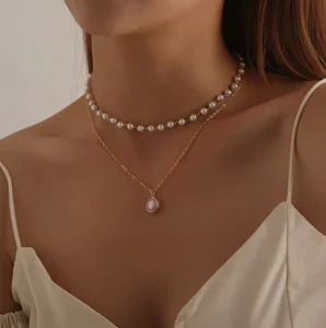 Fashion Chain Pearl Necklace for Women Baroque Pearl Metal Charm Pendants Necklaces Choker Bead Chain Jewelry Gifts