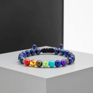 Fashion Chakra Stone Adjustable Braid Rope Bracelet Lapis Lazuli Round Healing Balancing Yoga Beads