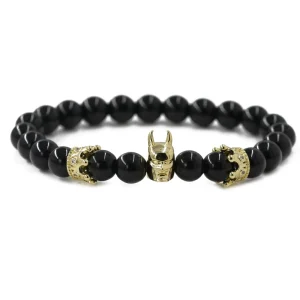 Fashion Charm Hot Natural Stone Bat Beaded Bracelet Geometric Trendy Jewelry Man Gift Unisex