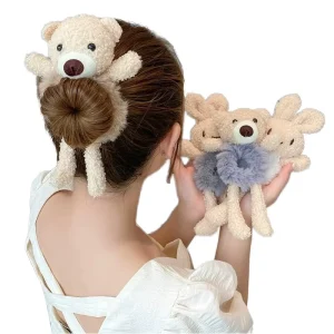 Fashion Children Cartoon Plush Elastic Hair Bands Large Furry Scrunchies Kids Animal Hair Accessories