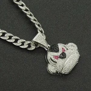 Fashion Children’s Angry Cartoon Gorilla Head Pendant 14K Gold Plated Iced Hip Hop Bling Cuban Link Unisex Trend Animal Charms