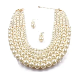 Fashion Choker Statement Multi layer Imitation Pearl Necklace Jewelry for Women Party Gift