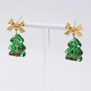 Fashion Christmas Boot Pendant Earring for Women Featuring Christmas Tree Gingerbread Man Santa Claus Snowman Earrings