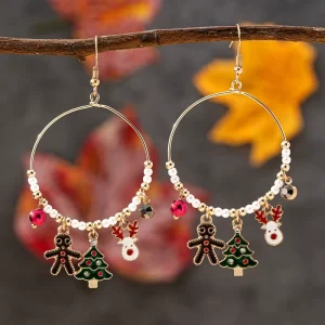 Fashion Christmas Nutcracker Wreath Clay Christmas Tree Snowflake Fox & Pumpkin Themed Ladies Bead Earrings for Women