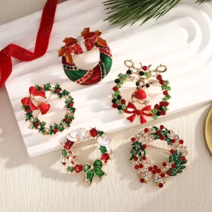 Fashion Christmas Series Brooches Bling Rhinestone Colorful Exquisite Brooch Luxury Women for Children Christmas Gift