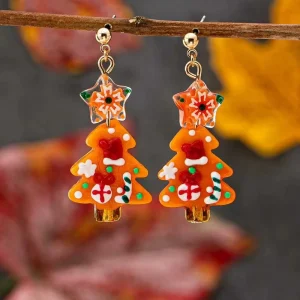 Fashion Christmas Tree Gingerbread Man Cherry Earring for Women Featuring Santa Claus Snowman Earrings Christmas Gifts