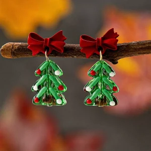 Fashion Christmas Tree Gingerbread Man Cherry Earring for Women Featuring Santa Claus Snowman Earrings Christmas Gifts