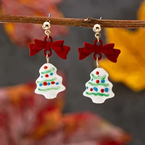 Fashion Christmas Tree Gingerbread Man Cherry Earring for Women Featuring Santa Claus Snowman Earrings Christmas Gifts