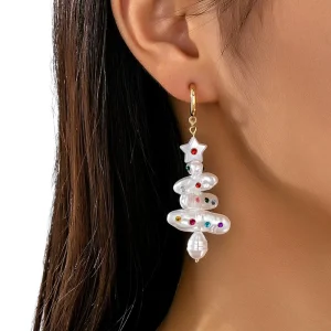Fashion Christmas Tree Pendant Earring for Women Featuring Christmas Tree Gingerbread Man Santa Claus Snowman Earrings