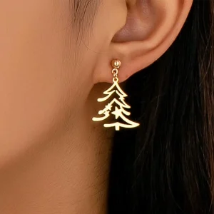 Fashion Christmas Tree Pendant Earring for Women Featuring Christmas Tree Gingerbread Man Santa Claus Snowman Earrings