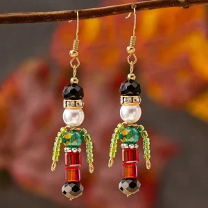 Fashion Christmas Tree Pendant Earring for Women Featuring Nutcracker Gingerbread Man Santa Claus Snowman Earrings