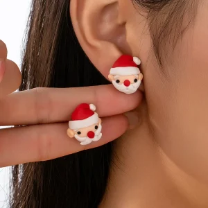 Fashion Christmas Tree Pendant Earring for Women Featuring Nutcracker Gingerbread Man Santa Claus Snowman Earrings